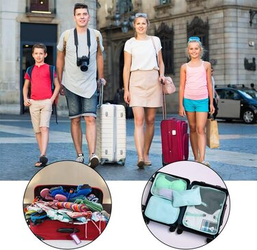 Органайзер для валізи OSDUE, набір 6 шт., Packing Cubes, водонепроникні сумки для одягу, туристичний органайзер, рожевий та блакитний кольори