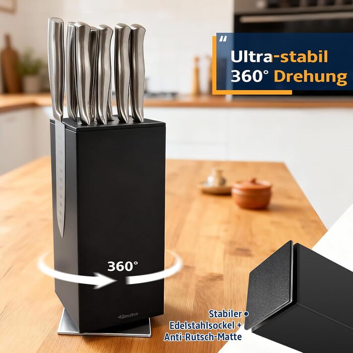 Набір кухонних ножів 6 шт. з підставкою, дерев'яний брусок, набір кухонних ножів з точилкою, ніж шеф, саторі, ніж для хліба, ніж для фруктів, універсальний ніж