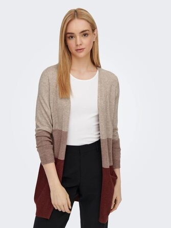 Жіноча в'язана жилетка ONLY Feale Strickjacke ONLQUEEN Sand Stripes / Бежево-коричневий, розмір L