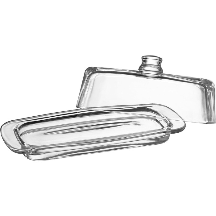 Royalty Art Glass Butter Dish with Lid and Handle (rectangular), classic design, 2-piece, transparent, traditional kitchen accessory, dishwasher safe