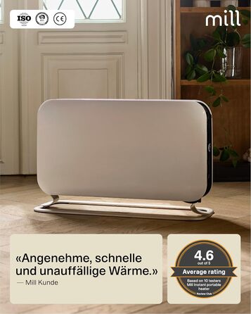 Електричний конвекторний обігрівач Mill MEC 2000W - 24-28 м², білий, з термостатом