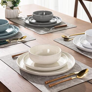 Набір посуду GBhome Teller- und Schüssel-Set: 12 елементів керамічного посуду для 4 осіб. Стійкий до подряпин та миття в посудомийній машині. Сучасний посуд для мікрохвильової печі та посудомийної машини (багатобарвний).