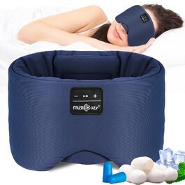 Маска для сну з Bluetooth навушниками, шовкова, 100% затемнення, для чоловіків та жінок, м'яка, для сну, подорожей, релаксації, блакитна