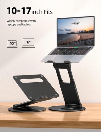 Adjustable Laptop Stand - 360° Swivel Base - Holds 10-17