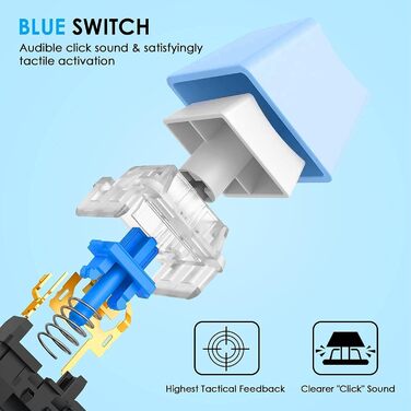 Механічна ігрова клавіатура AK33 TKL 80% з синіми перемикачами, RGB-підсвічуванням та мишею, 2500 DPI, 82 клавіші, для ігор та офісу