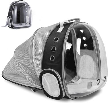 Рюкзак-переноска для котів та маленьких собак, розширюваний, з прозорим вікном та блискавкою, для подорожей та походів (розширювана спинка)