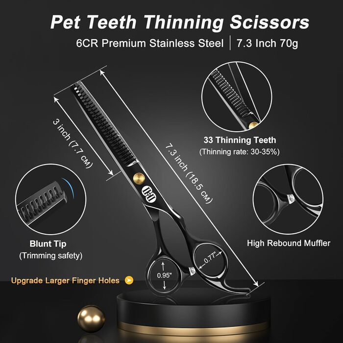 CIICII 10-in-1 Professional Dog Grooming Kit with Rounded Safety Tips - Dog & Cat Hair Scissors Set