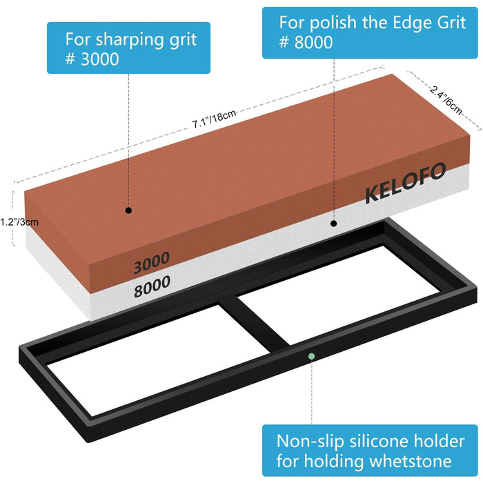 Набір для заточування ножів KELOFO 2-в-1: професійний шліф-камінь 3000/8000