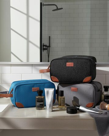 Чоловіча дорожня косметичка Ecohub, водонепроникна, з відділенням для мокрого одягу, з ремінцями, з перероблених матеріалів, з двома блискавками (синьо-зелена)