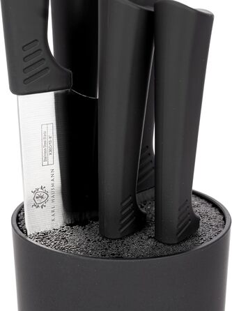 Набір ножів Karl Hausmann 5 предметів: набір ножів та підставка - кухонні ножі з нержавіючої сталі, чорний