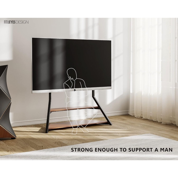 FITUEYES Modern TV Stand for 75-100 inch TVs - Adjustable Height, Swivel, Wood & Metal, Cable Management, VESA 800x600, Eiffel Series