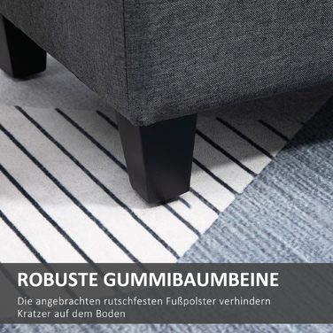 HOMCOM Bench with Cushion and Storage Space, 100 x 40 x 44 cm, Chest Bench made of linen-like Polyester and Rubberwood in Dark Grey