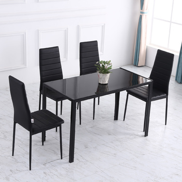 HOMCOM LED Dining Table Kitchen Table for 4 People, Tempered Glass & Metal, Black, 120x60x75cm, modern & stylish