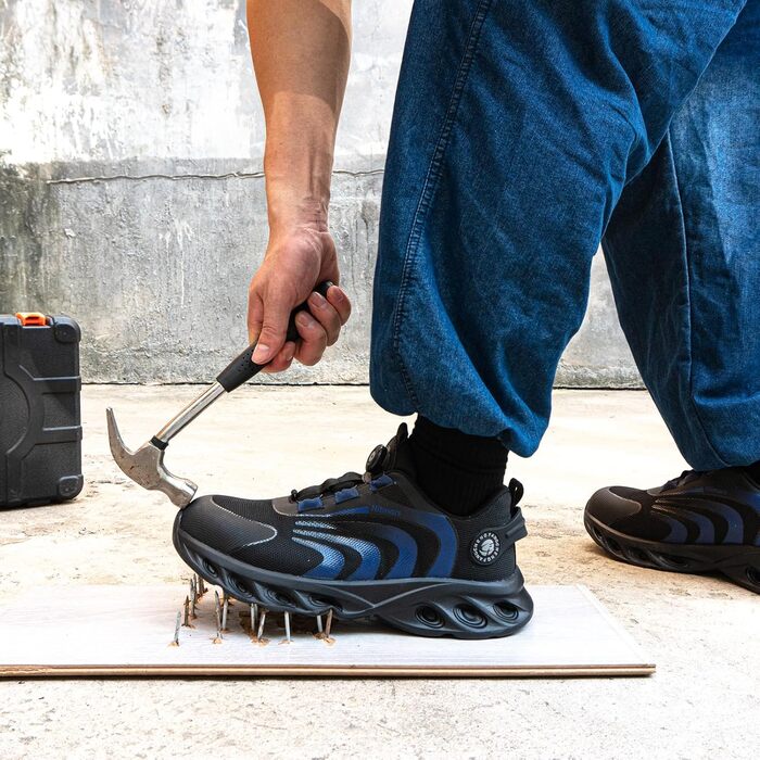 Черевики для роботи Hitmars: чоловічі та жіночі, з металевим носком, зручні кухарські черевики, легкі, для дахів, чорні та сині, EU36-48