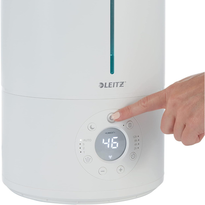 Leitz TruSens Ультразвуковий зволожувач повітря N-300, 45 м², з контролем вологості, для офісу, спальні та дитячої кімнати, 8 л, білий/сріблястий