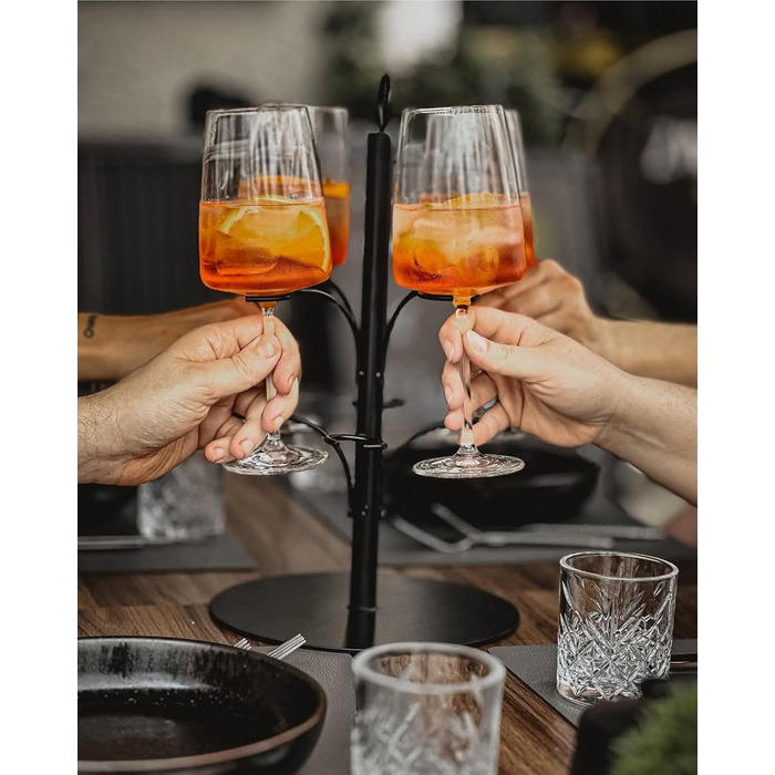 Стійка для коктейлів SpritzUpYourLife на 8 келихів - для Aperol, Sarti Rosa - вечірня декор, подарунок (чорний)