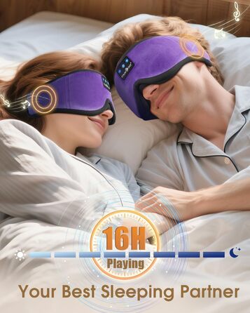 Маска для сну Musicozy з навушниками | Bluetooth 5.4, блокування світла, для подорожей, лавандовий колір. Подарунок для чоловіків та жінок