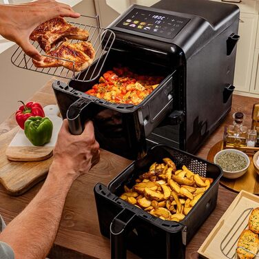 Фритюрниця Cecotec Cecofry DuoLevel 10000: 10 л, 2 контейнери, вертикальний дизайн, 10 меню, Touchscreen, чорний