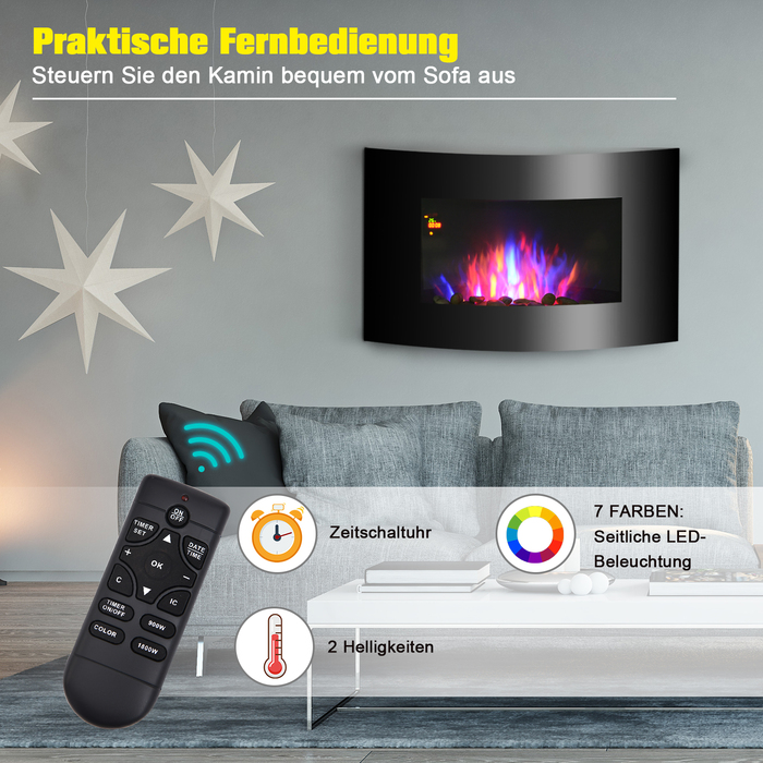 Електрокамін HOMCOM - камін-піч з електропідігрівом, 900/1800 Вт, LED-підсвічування, розмір 65 x 11,4 x 52 см, нержавіюча сталь та чорний колір. Ідеальний для створення затишної атмосфери та тепла.