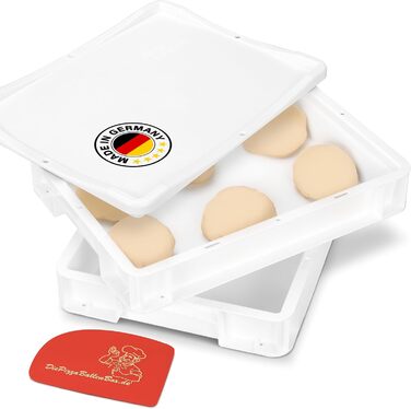 Pizza ball box, proofing box for pizza dough, sourdough, yeast dough, food-grade, 30x40x8 cm (1 box with 1 lid) white (2 boxes with 1 lid)