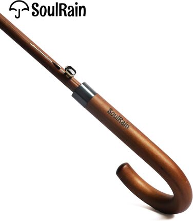 SoulRain Парасолька з класичною дерев'яною ручкою, автоматичне відкриття, вітростійка, прозора, незламна, 121.9 см (Жовта)