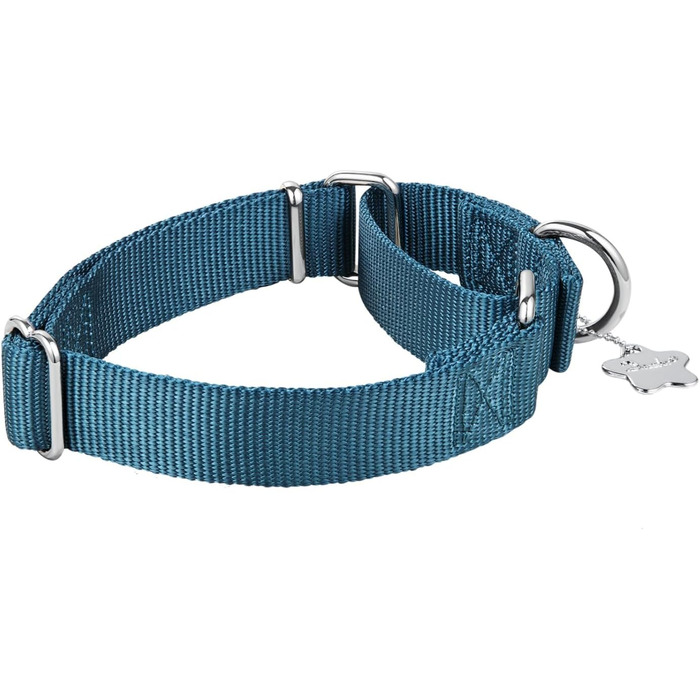 Нашийник для собак Dazzber Martingal, регульований, міцний, анти-витягування, нейлон, для великих/середніх/маленьких собак (L(42-66см), Haze Blue)