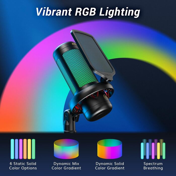 Мікрофон геймерський TONOR TC310 USB для ПК, PS4/5 з RGB підсвіткою та тримачем