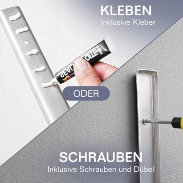 Тримач для рушників без свердління для ванної кімнати | Без бактерій | Приховані шурупи | Тримач для рушників з гачками - нержавіюча сталь SUS 304, чорний