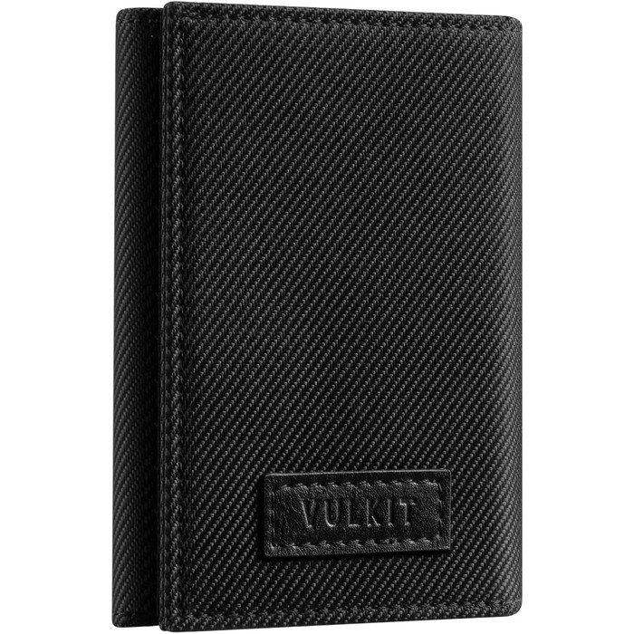 VULKIT Wallet for Men Small RFID Protection Card Holder Cash Wallet Trifold Cardholder Minimalist Card Case with Coin Pocket, Black