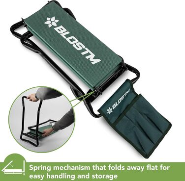 BLOSTM 2-in-1 Garden Kneeler and Seat – foldable, portable garden kneepads & garden stool with handles, thick soft foam cushion, high load capacity (up to 150 kg)