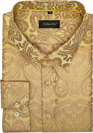 Краватка DiBanGu для чоловіків, шовкова краватка з нагрудною хустинкою, комплект для весілля, нагрудні хустинки, формальний стиль, універсальний розмір (3XL), колір шампань/золото