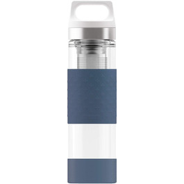 SIGG Hot & Cold Glass Thermo Bottle (0.4 L), non-toxic and insulated drinking bottle, glass thermo bottle with silicone protection (Blue)