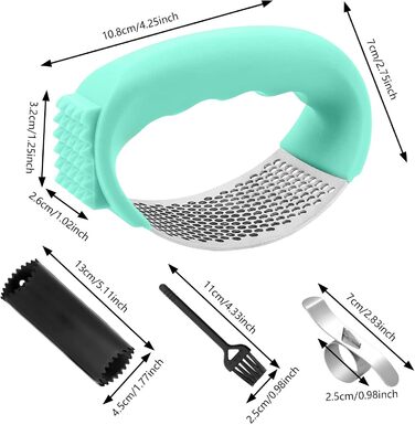 Пресс для часнику та імбиру з важелем, набір з очищувачем для апельсинів, нержавіюча сталь, професійний