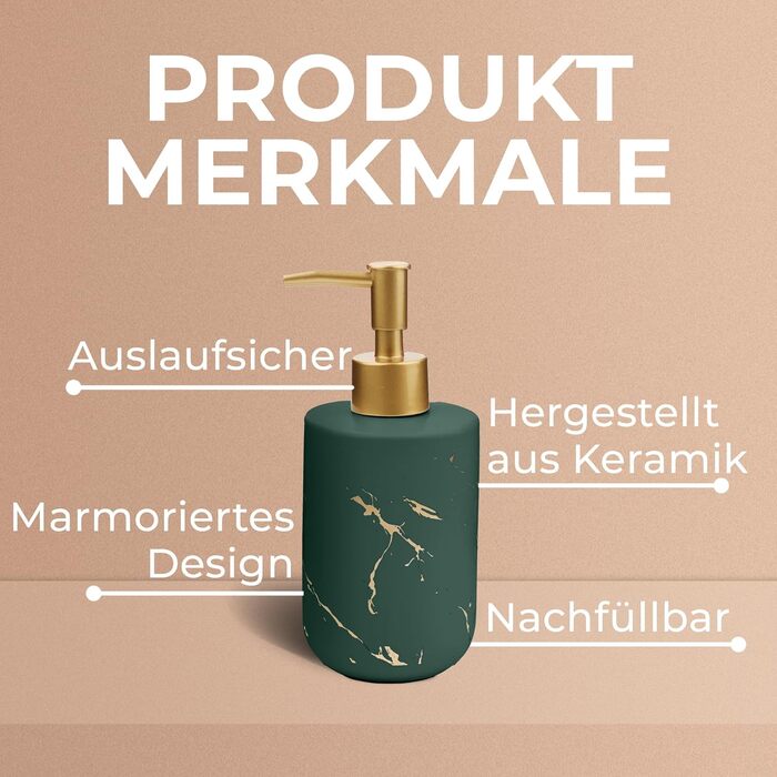 Дозатор для мила JJ PRIME, 400 мл, чорний, кераміка, з помпою, для кухні та ванної кімнати