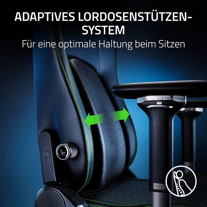 Ігрове крісло Razer Iskur V2 з адаптивною поперековою підтримкою, екологічною EPU-еко-шкірою, 4D-підлокітниками, зелений