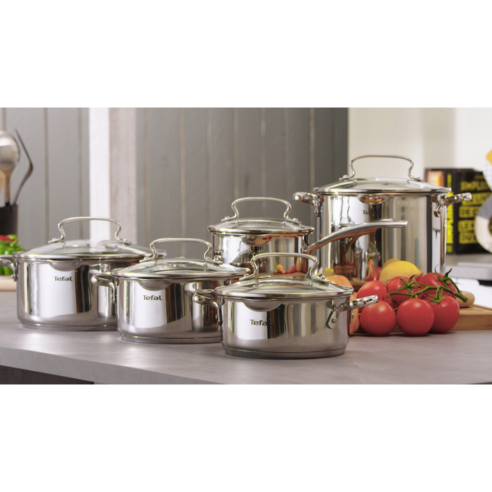 Набір каструль та сковорідок Tefal Duetto+ з нержавіючої сталі, 10 предметів, G732SA55