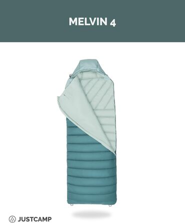 Літній спальний мішок Justcamp Melvin для кемпінгу та подорожей, 3 сезони (4-25 °C), широкий ковдровий тип (80 см), м'ятний