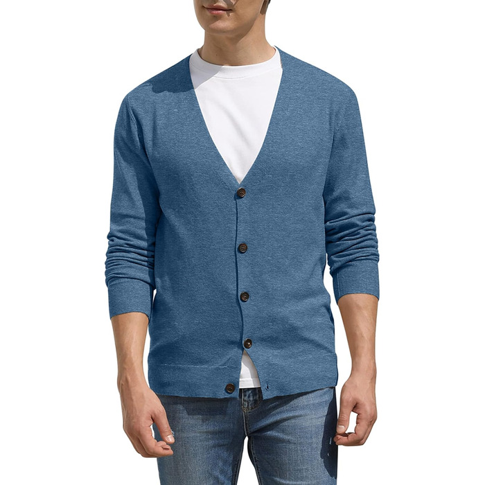 Чоловічий кардиган Hisir з V-подібним вирізом, легкий, елегантний, зимовий, класичний, з ґудзиками, синій, розмір L