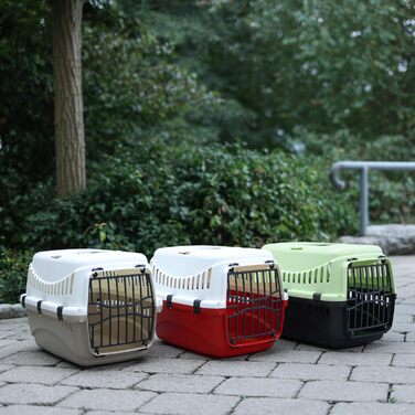 Kerbl Pet Transportbox Expedion: переноска для тварин 45x30x30 см, для котів, собак, кроликів до 10 кг, пластик, зелено-темно-сіра