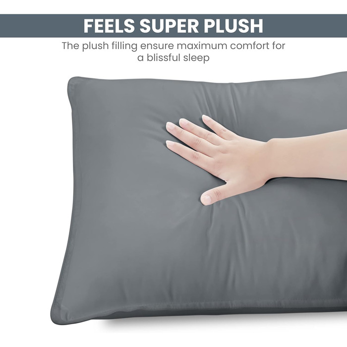 Utopia Bedding Pillow Set (2-Pack), 40 x 80 cm Sleeping Pillow, Breathable and Soft Pillow (Grey) 40x80 cm (2 Pack) Grey 2