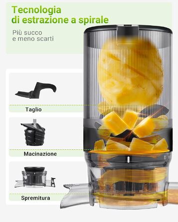 Шнекова соковижималка TUUMIIST Slow Juicer для цілих фруктів та овочів, 1.8 л, глянцевий чорний, 135 мм