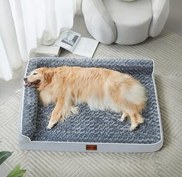 Ортопедичні лежанки для собак великих порід - водонепроникні знімні лежанки з водонепроникним дном та знімним, пральним чохлом (XL 107x81x18 см)