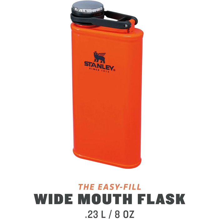 Термос Stanley Classic Wide Mouth 236ml з кришкою Never-Lose - нержавіюча сталь, широка горловина, BPA-Free, Hammertone Green (Blaze Orange)