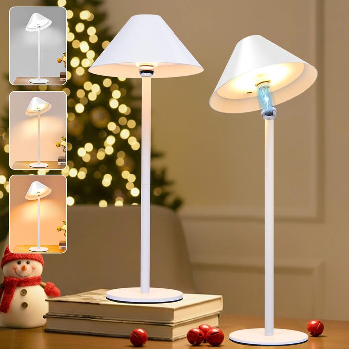 Світлодіодний акумуляторний настільний світильник Rosnek з магнітним кріпленням, димуванням, 3 режими кольору, 4000 mAh, для дому та вулиці (2 в упаковці, білий)