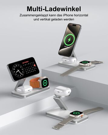 Бездротовий зарядний пристрій 3-в-1 MagSafe для iPhone, Apple Watch, AirPods Pro (білий)