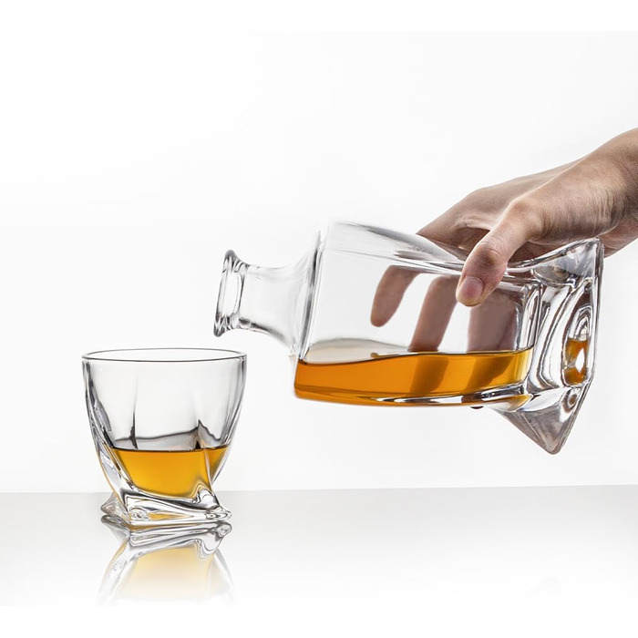 Square Whiskey Decanter Set with 2 Glasses in Gift Box - Scotch, Whiskey & Wine Decanter for Men & Women
