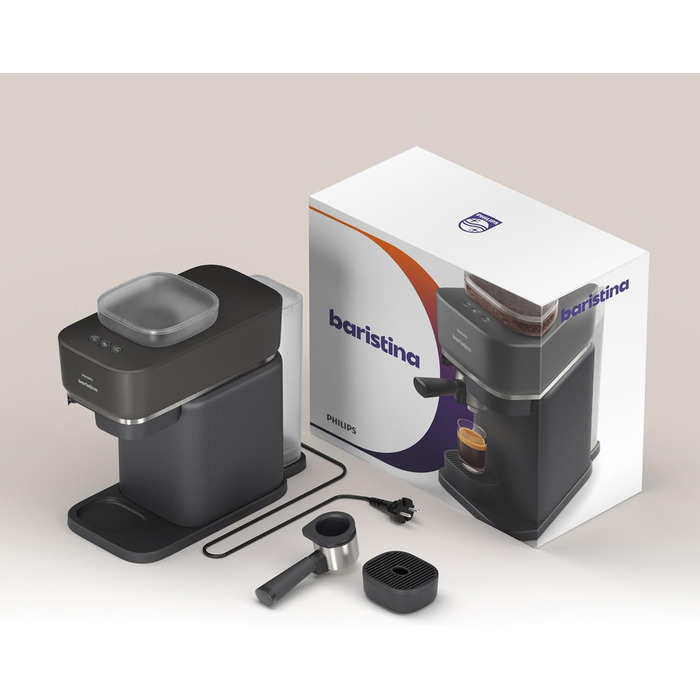 Кавомашина Philips Baristina, еспресо, автоматична, 16 бар, чорний, з млином, для дому, компактна