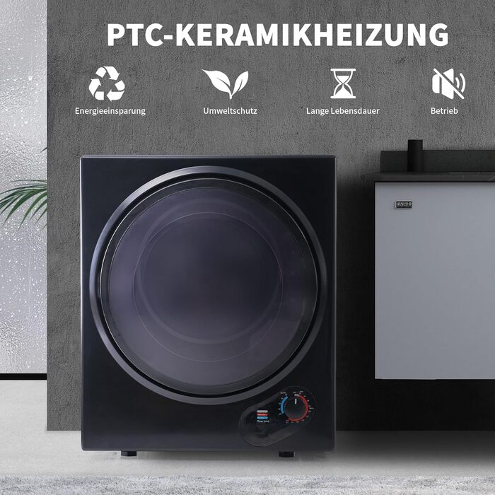 Сушарка для білизни Merax 5 програм, настінна, з витяжкою, захист від перегріву, фільтрація, 3 кг (до 4,5 кг), 830 Вт, білий/чорний