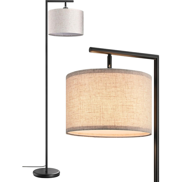 Стельова лампа EDISHINE для вітальні 160 см, аркова лампа сучасний дизайн з регульованим абажуром з льону, LED E27, чорний колір, для спальні, дитячої кімнати