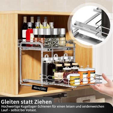 Висувна полиця для спецій з нержавіючої сталі, органайзер для спецій, 2 яруси, регульована висота, кухонний органайзер, система полиць для спецій для кухонної шафи, стояча полиця для спецій для внутрішньої частини шафи